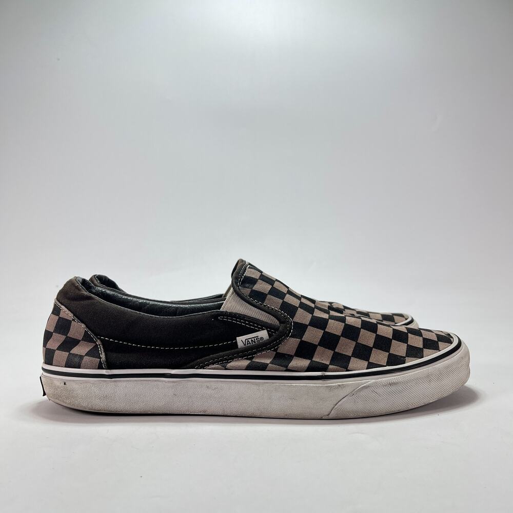Vans Classic Slip On Black Pewter Checkerboard Skate Shoes 507698 Men's Size 12